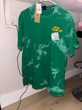 Men's Green Tie-Dye Graphic Short Sleeve Tee